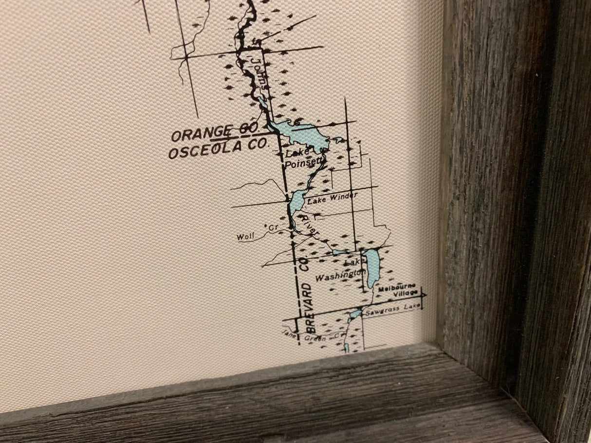 Framed Map of the Saint Johns River Florida