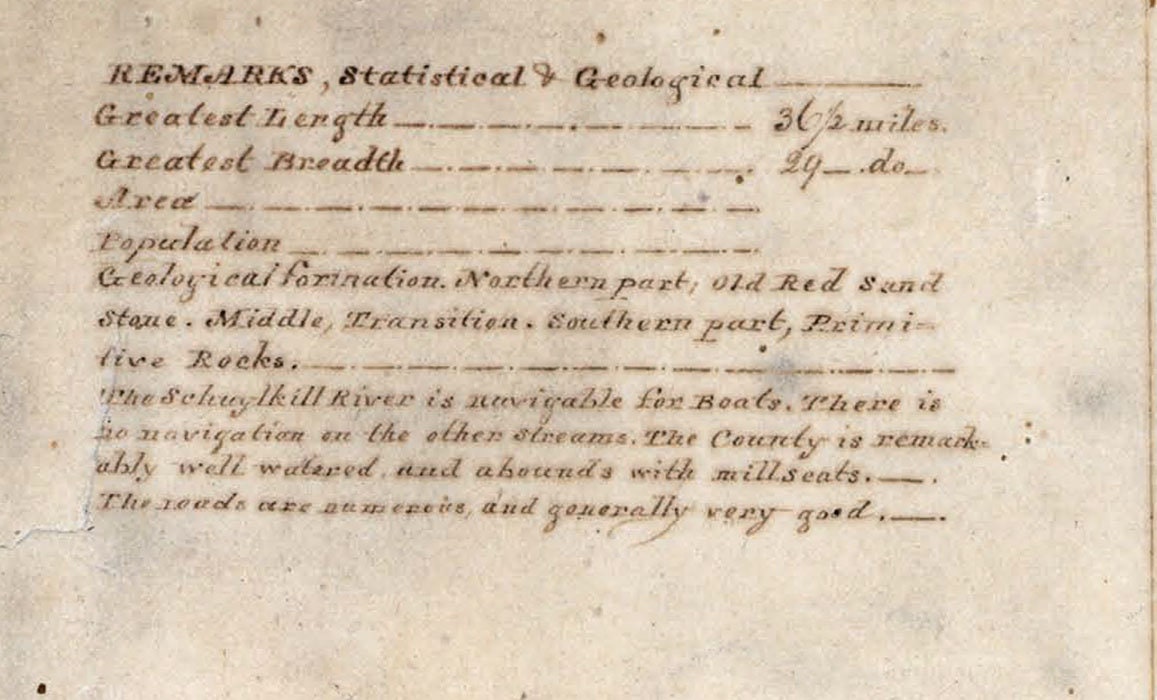 1820 Map of Chester County Pennsylvania