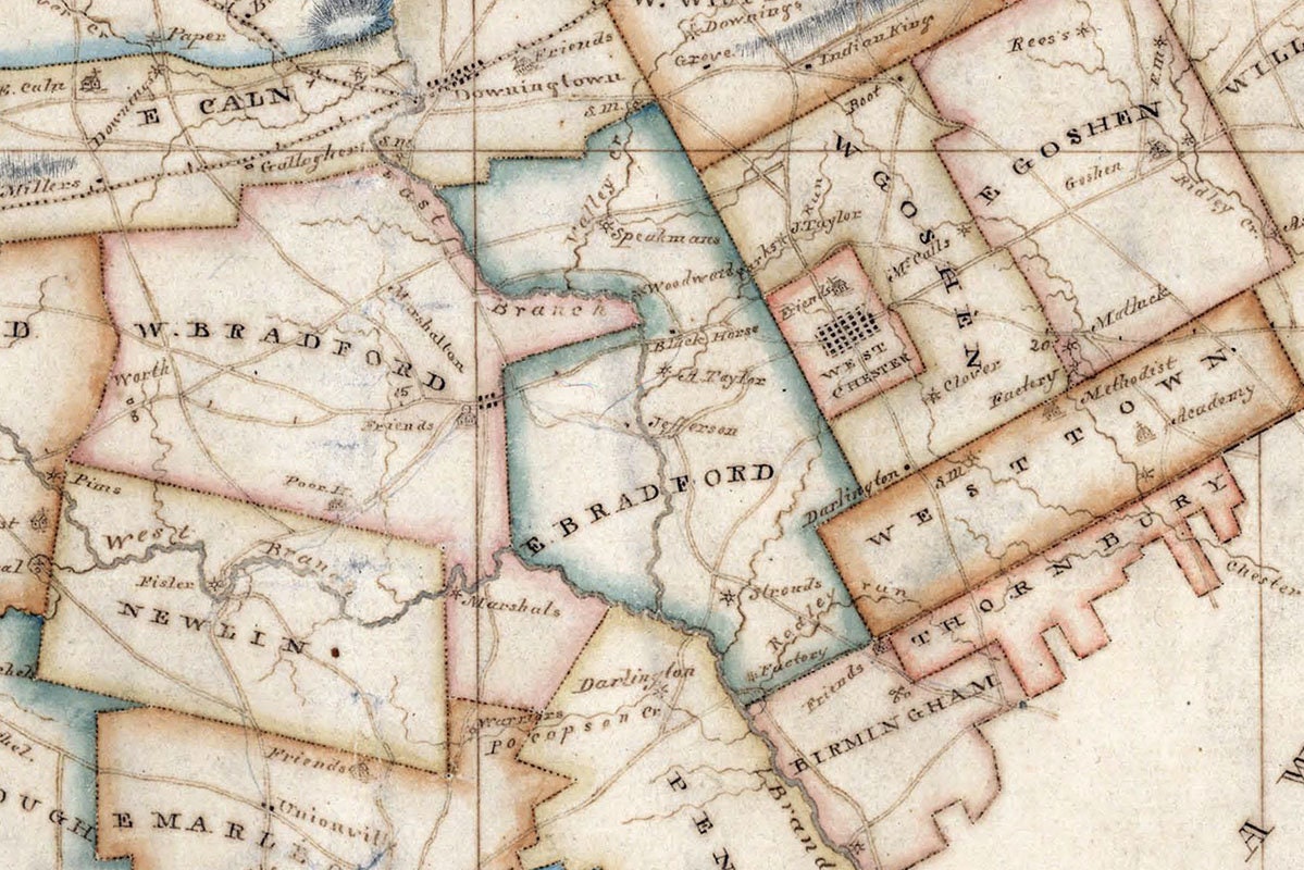 1820 Map of Chester County Pennsylvania