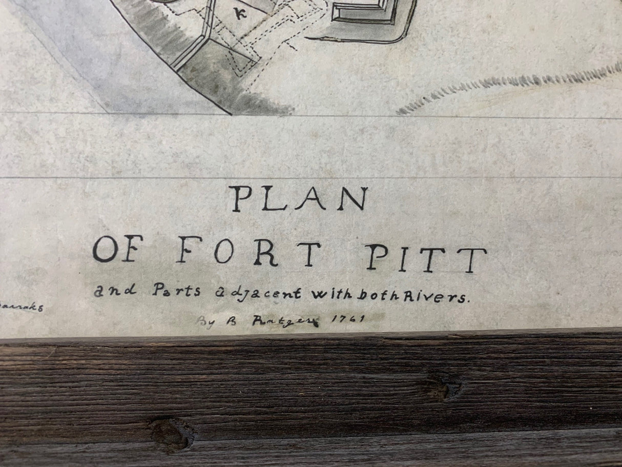 1761 Map of Fort Pitt Pittsburgh Pennsylvania Framed