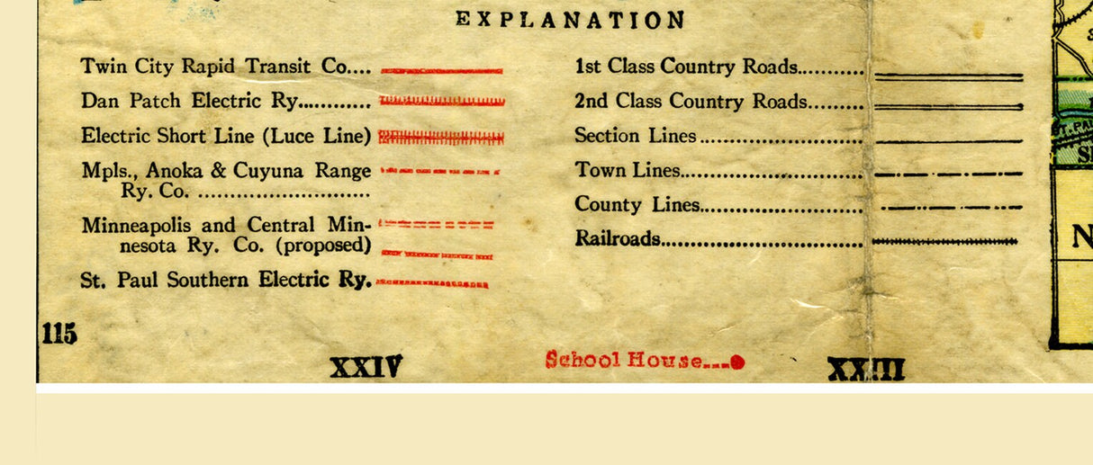 1910 Map of Hennepin County Minnesota