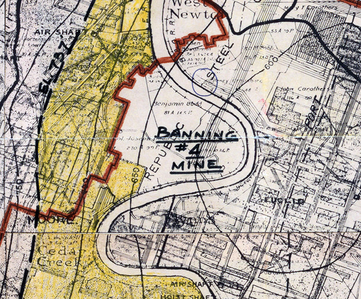 1969 Coal Mine Map of Banning Mine and Adjoiner Mines in Fayette and Westmoreland County Pa