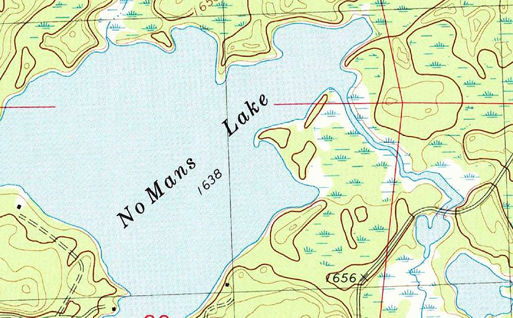 1982 Topo Map of No Mans Lake Winchester Wisconsin