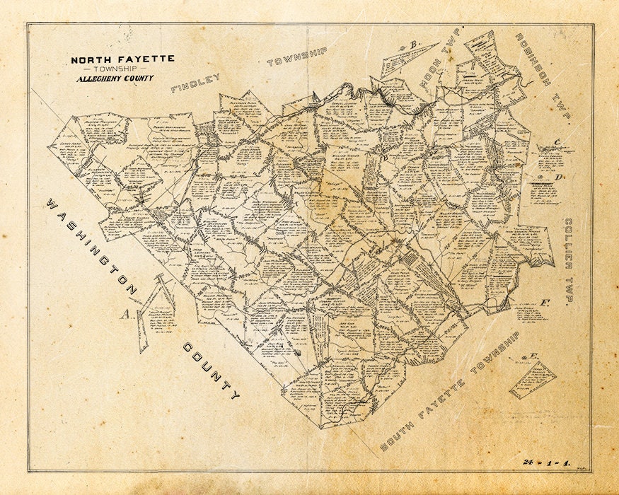 North Fayette Township Allegheny County Pennsylvania Warrantee Map
