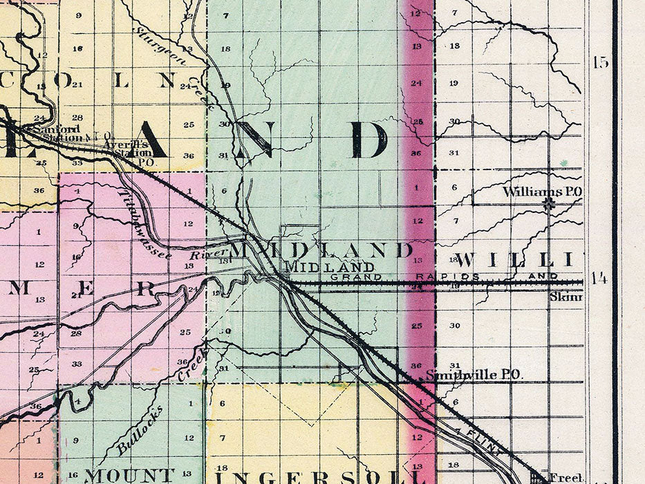 1873 Map of Midland County Michigan