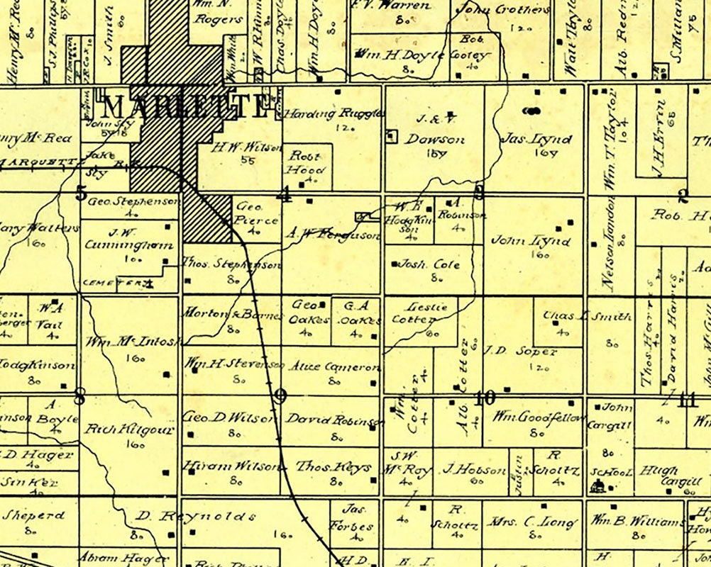 1906 Map of Marlette Township Sanilac County Michigan