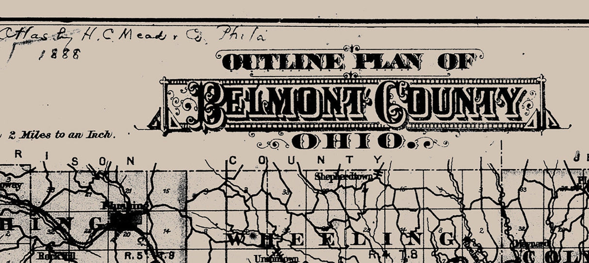 1888 Map of Belmont County Ohio
