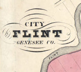 1859 Town Map of Flint Michigan