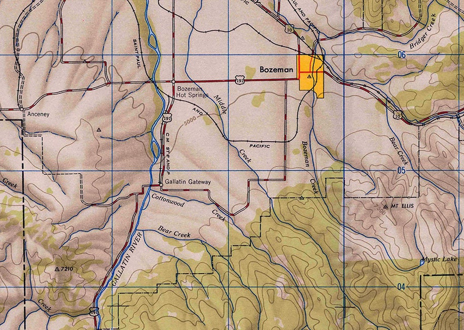 1947 Topo Map of Bozeman Quadrangle Montana