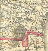 1883 Map of Georgia Rail Roads and Counties