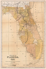 1885 Map of Florida Showing Railroad Connections