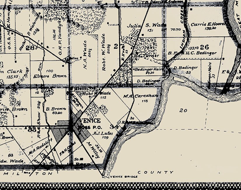 1885 Farm Line Map of Ross Township Butler County Ohio