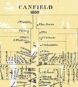 1860 Town Map of Canfield Mahoning County Ohio