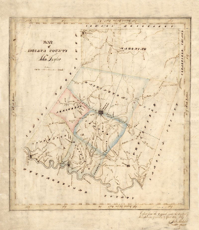 1817 Map of Indiana County Pennsylvania