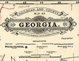 1883 Map of Georgia Rail Roads and Counties