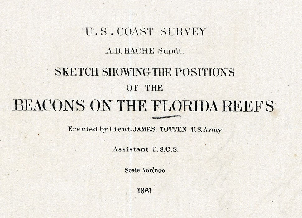 1861 Map of the Florida Keys and Reefs