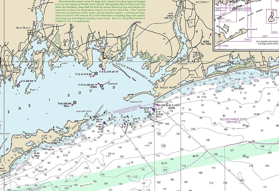 2017 Nautical Map of Block Island Sound and Approaches