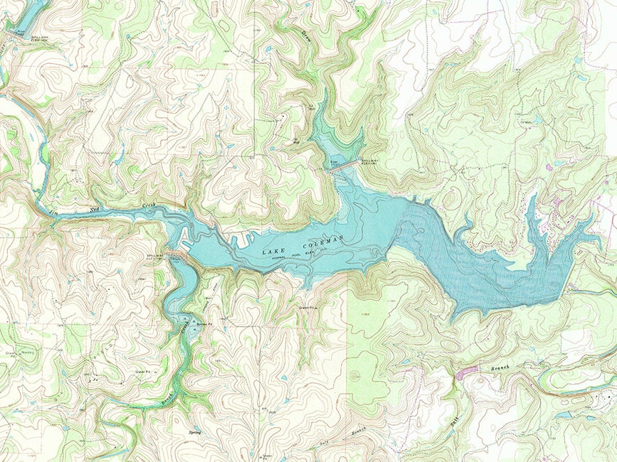 1967 Map of Lake Coleman Texas