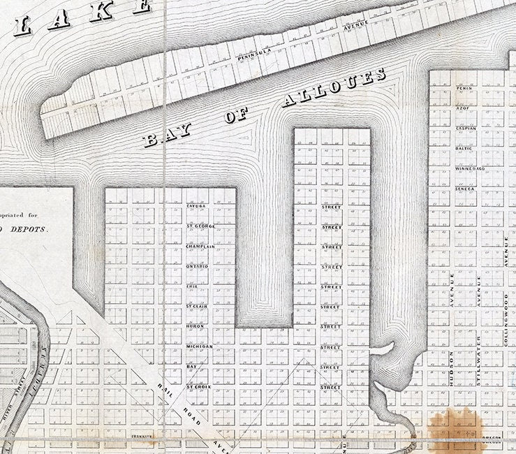 1856 Map of Superior Douglass County Wisconsin Lake Superior
