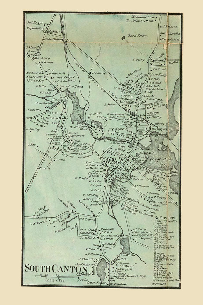 1858 Map of South Canton Norfolk County Massachusetts