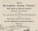 1877 Map of Rockingham County Virginia Coal and Iron Lands