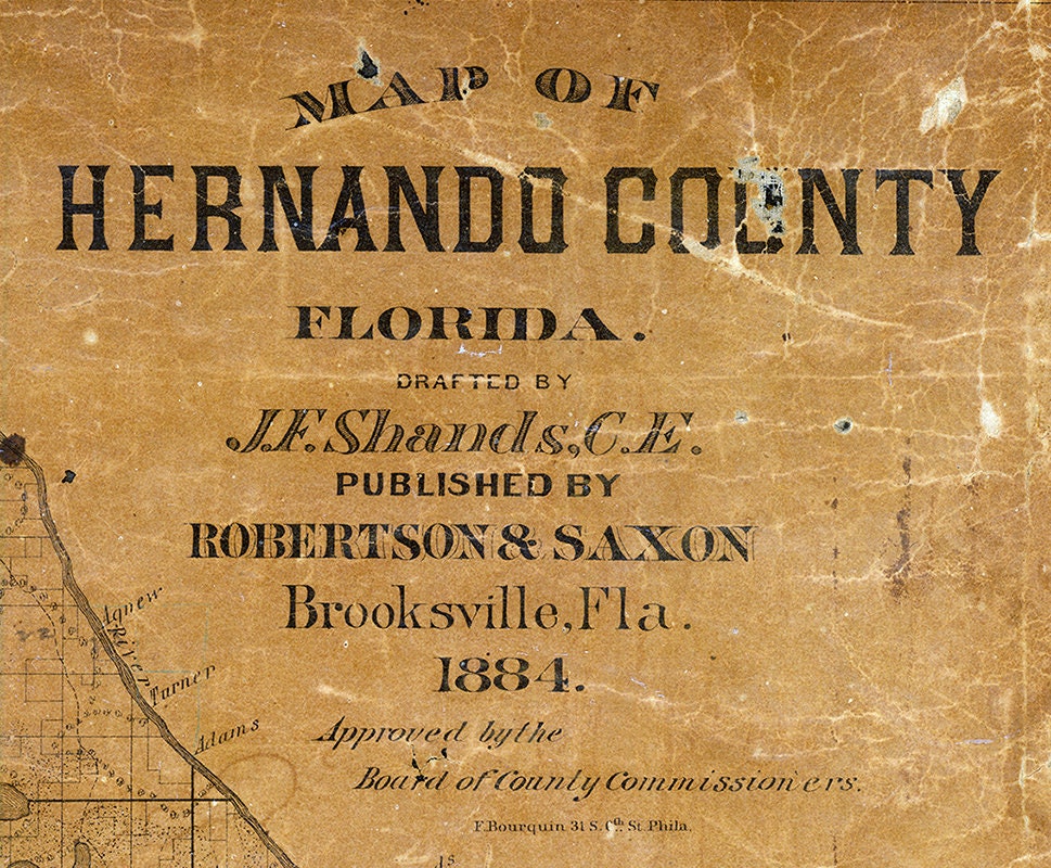 1884 Map of Hernando County Florida