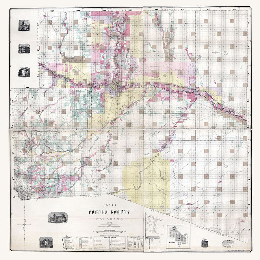 1888 Farm Line Map of Pueblo County Colorado Genealogy – Genealogical ...