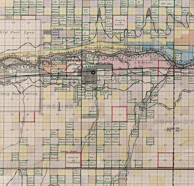 1889 Map of Prowers County Colorado