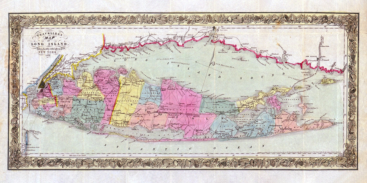 1857 Map of Long Island New York