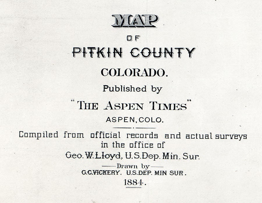 1884 Map of Pitkin County Colorado