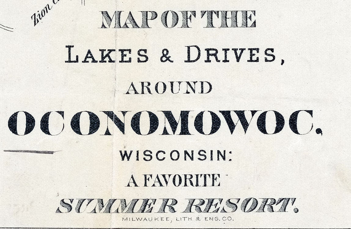 1887 Map of the Lakes Around Oconomowoc Wisconsin
