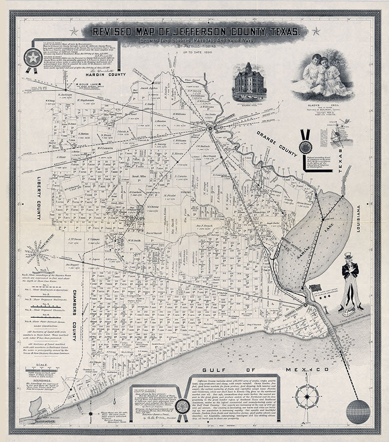 1898 Map of Jefferson County Texas