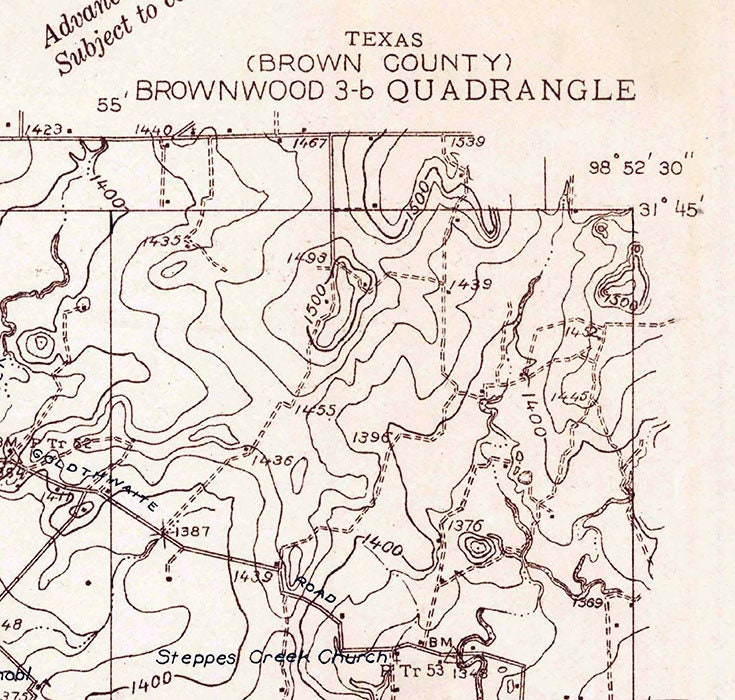 1925 Topo Map of Brownwood Texas