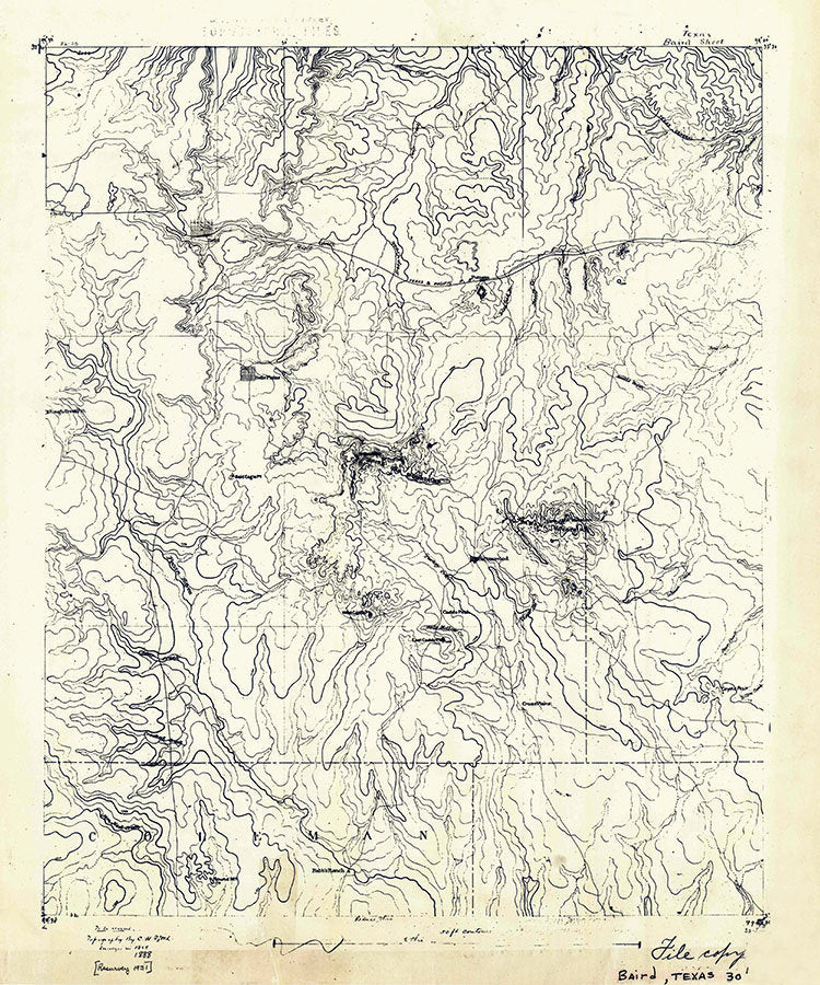 1931 Topo Map of Baird Texas Callahan County