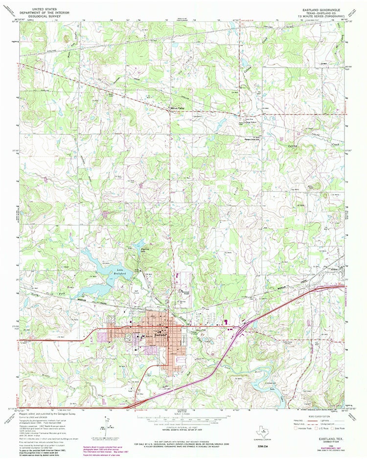 1966 Topo Map of Eastland Texas