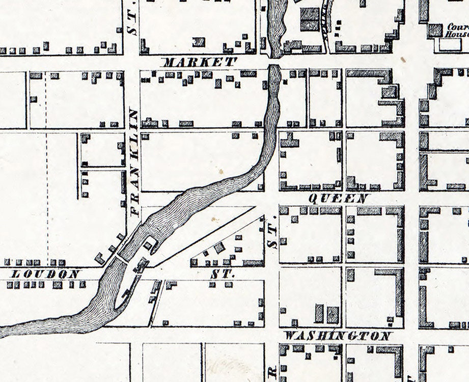 1858 Map of Chambersburg Franklin County Pennsylvania