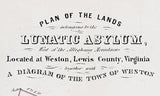 1863 Map Plan of Weston Lunatic Asylum Lewis County West Virginia