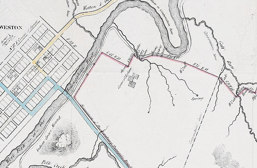 1863 Map Plan of Weston Lunatic Asylum Lewis County West Virginia