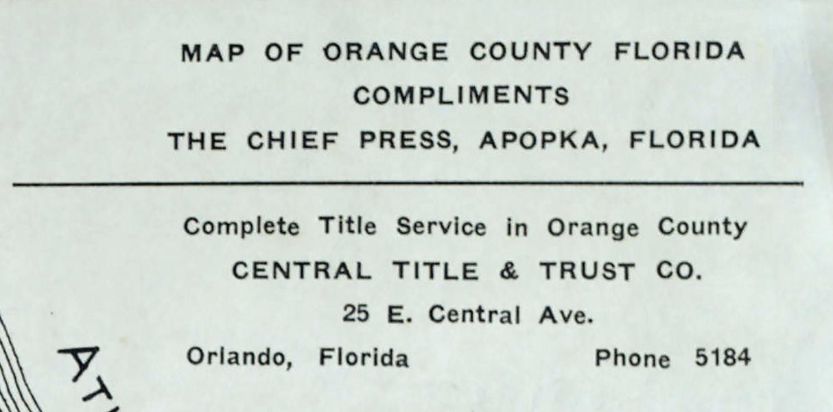 1920 Map of Orange County Florida Orlando