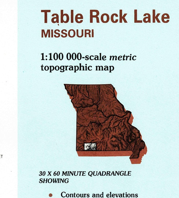 1985 Map of Table Rock Lake Missouri