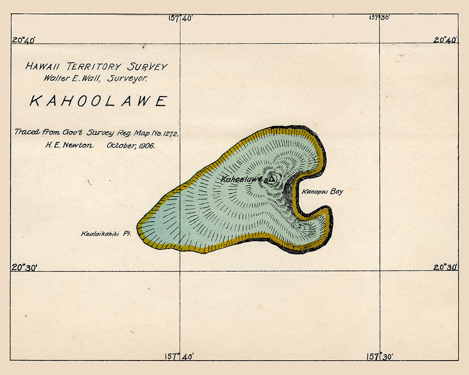 1906 Map of Kahoolawe Hawaii