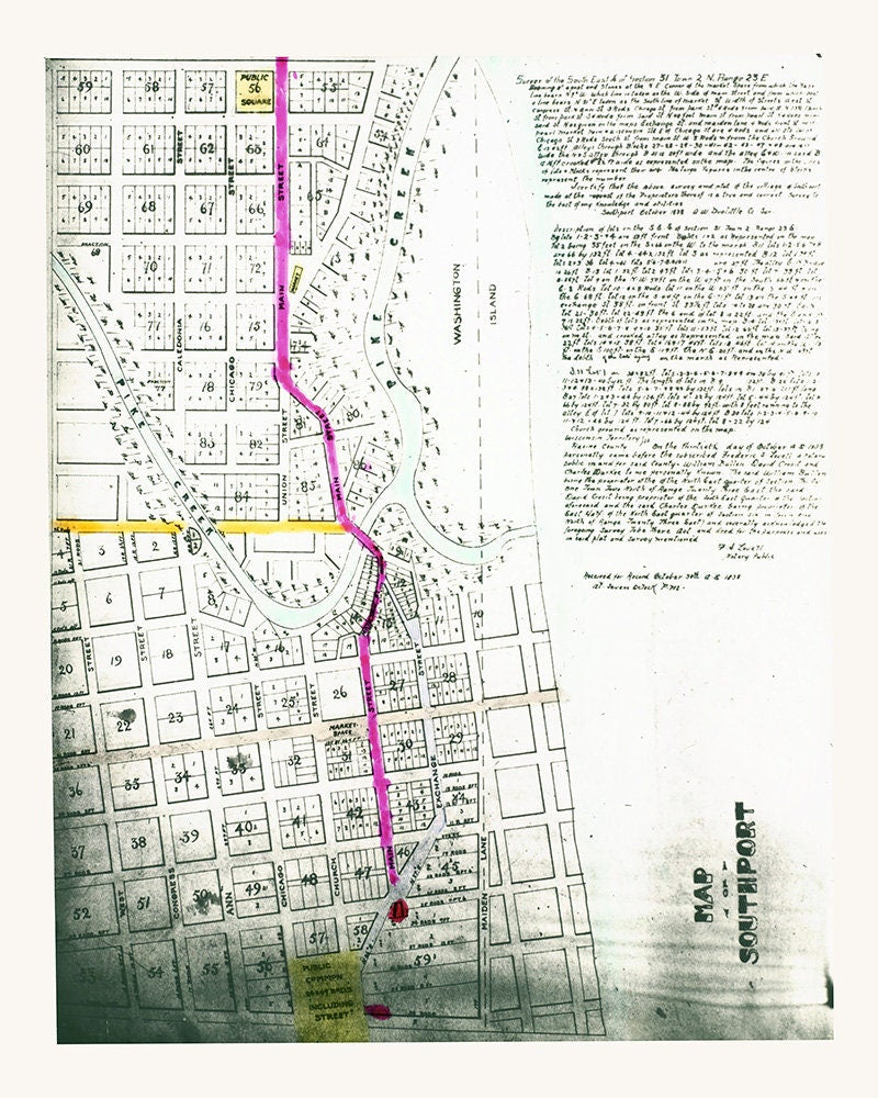 1838 Town Map of Southport Kenosha County Wisconsin