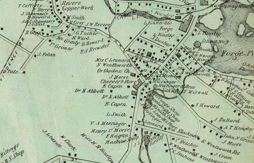 1858 Map of South Canton Norfolk County Massachusetts
