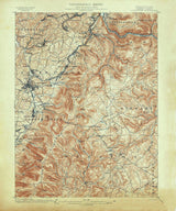1900 Topo Map of Uniontown Pennsylvania Fayette County Brownfield