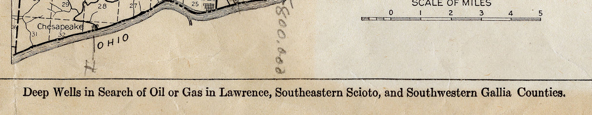 1916 Oil & Gas Well Map of Lawrence Scioto and Southwestern Gallia County Ohio