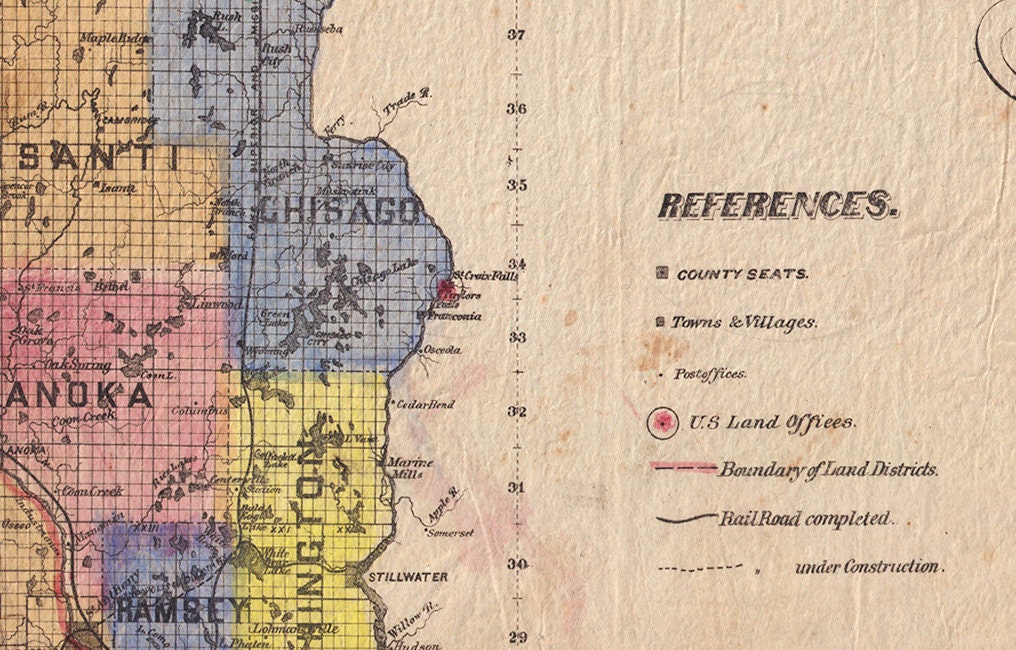 1870 Map of Minnesota