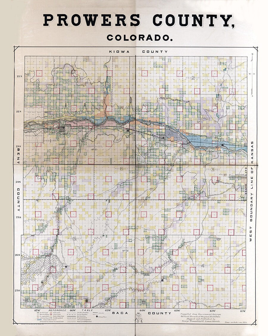 1889 Map of Prowers County Colorado