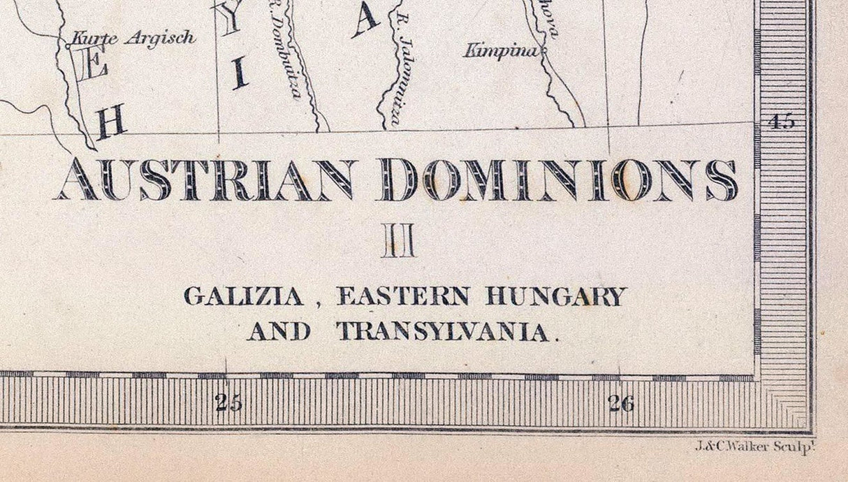 1832 Map of Austrian Dominions Galizia Eastern Hungary and Transylvania