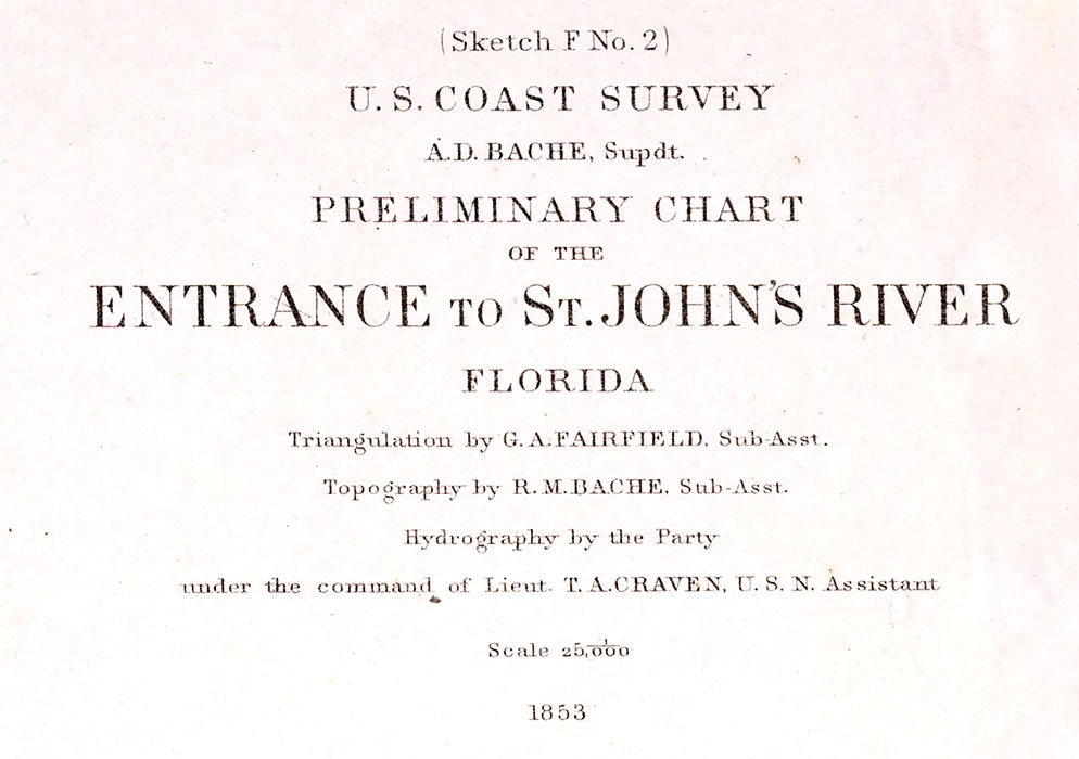 1853 Map of the Saint Johns River Entrance Florida