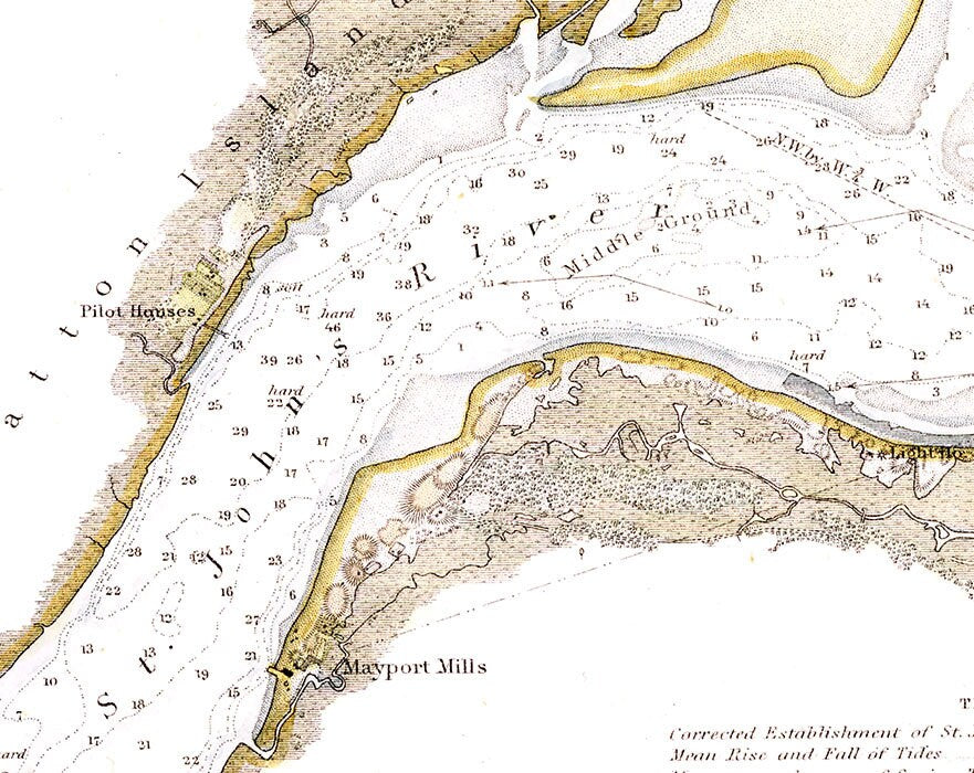 1853 Map of the Saint Johns River Entrance Florida